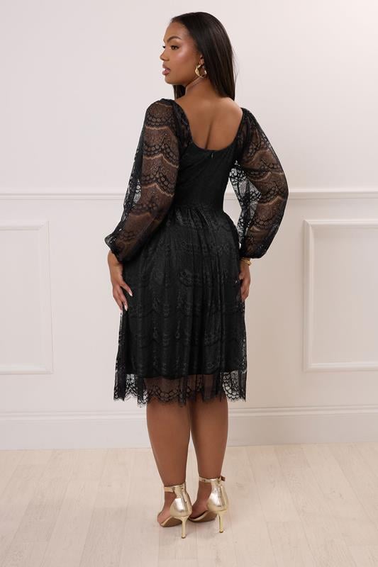 Evans YOURS LONDON Curve Black Lace Sweetheart Skater Dress