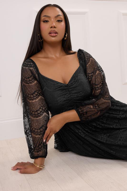 Evans YOURS LONDON Curve Black Lace Sweetheart Skater Dress
