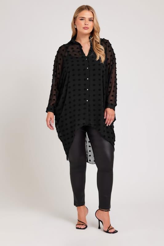 Evans YOURS LONDON Curve Black Longline Batwing Sleeve Shirt