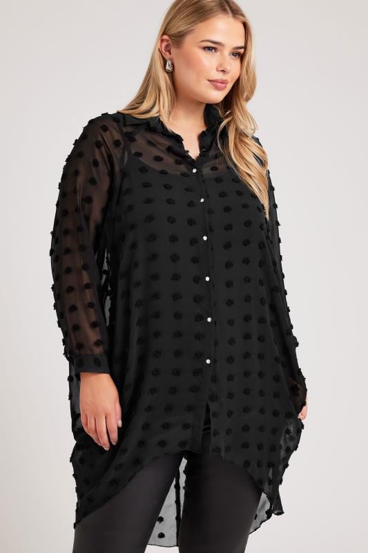 evans YOURS LONDON Curve Black Longline Batwing Sleeve Shirt