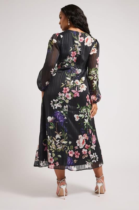 Evans YOURS LONDON Curve Black Metallic Floral Midaxi Dress