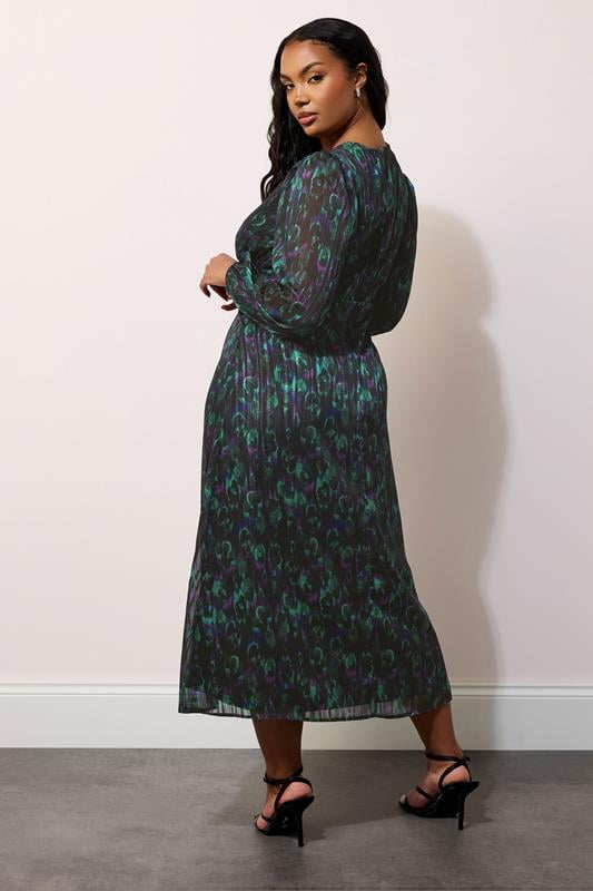 Evans YOURS LONDON Curve Black Metallic Peacock Midaxi Dress