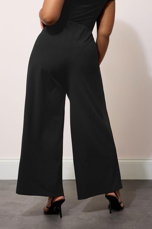 Evans YOURS LONDON Curve Black Pocket Front Wide Leg Trousers