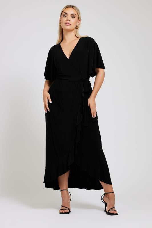 Evans YOURS LONDON Curve Black Ruffle Hem Maxi Dress