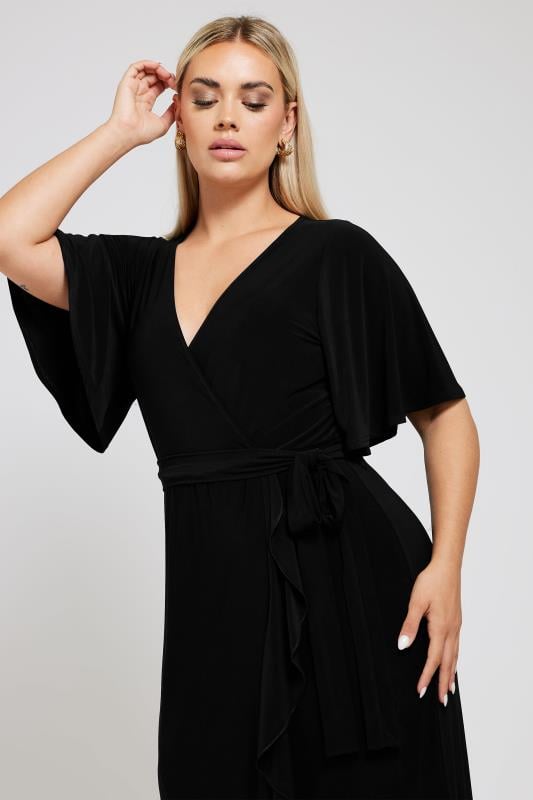 Evans YOURS LONDON Curve Black Ruffle Hem Maxi Dress