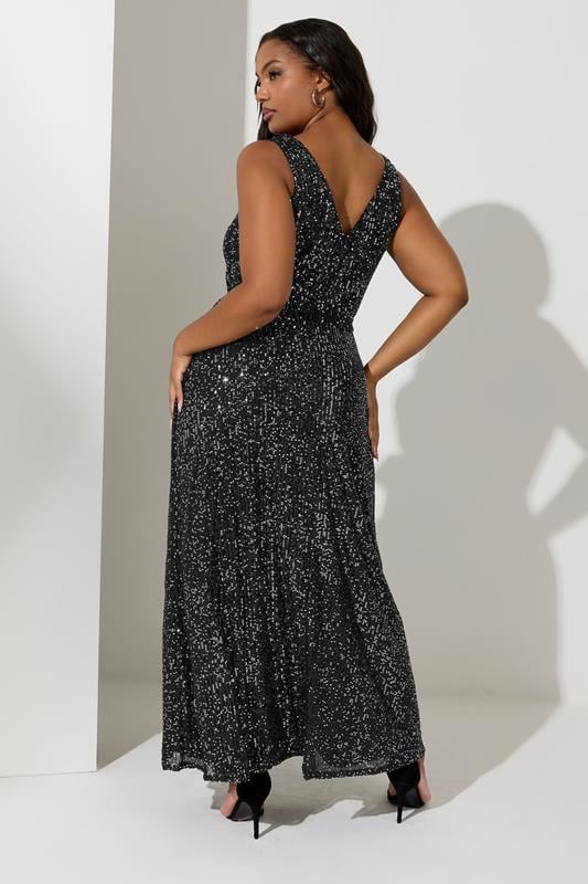 Evans YOURS LONDON Curve Black Sequin V-Neck Maxi Dress