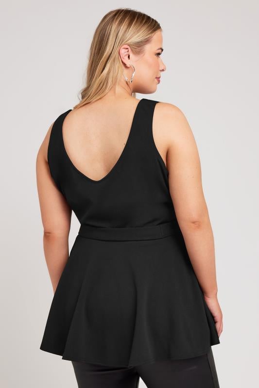 Evans YOURS LONDON Curve Black Sleeveless Peplum Top
