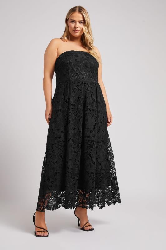 evans YOURS LONDON Curve Black Sleeveless Premium Lace Maxi Dress