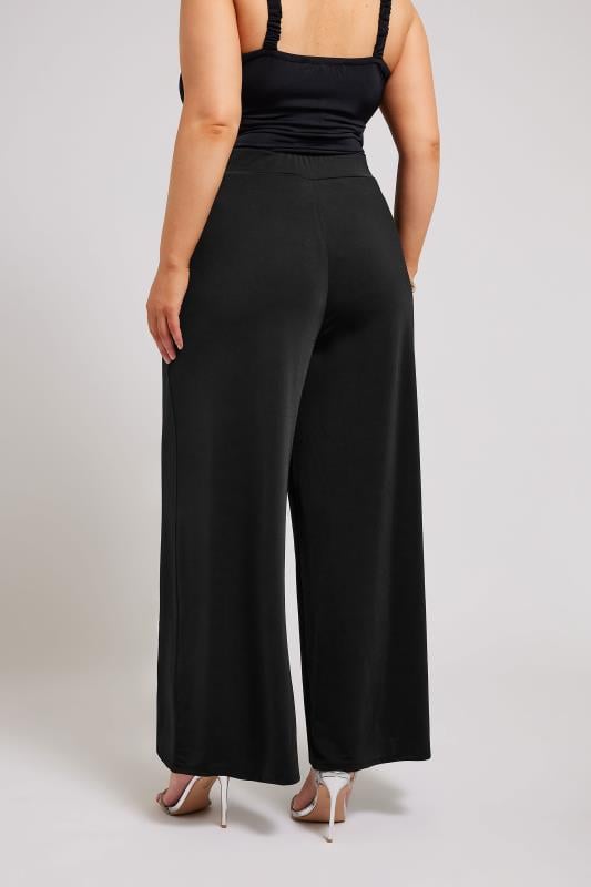 Evans YOURS LONDON Curve Black Slinky Wide Leg Trousers