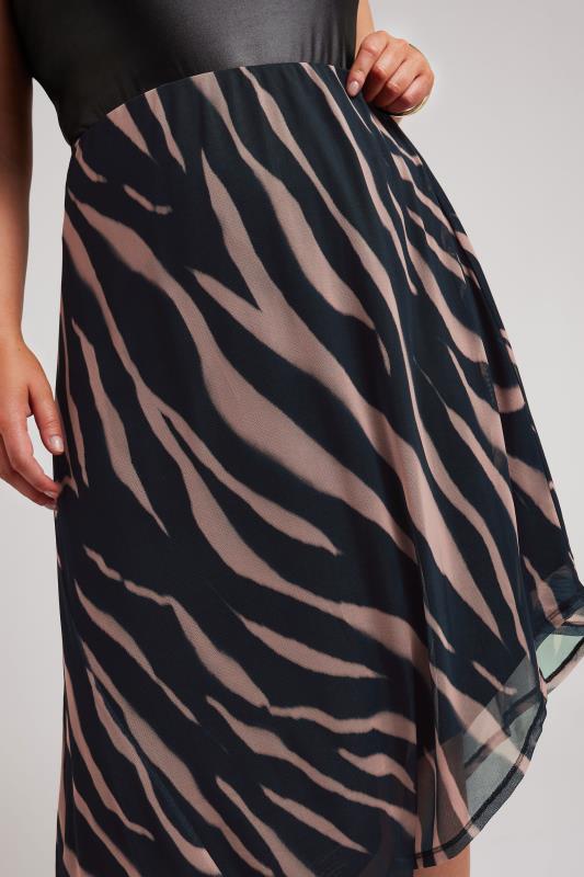 Evans YOURS LONDON Curve Black Zebra Print Asymmetric Mesh Skirt