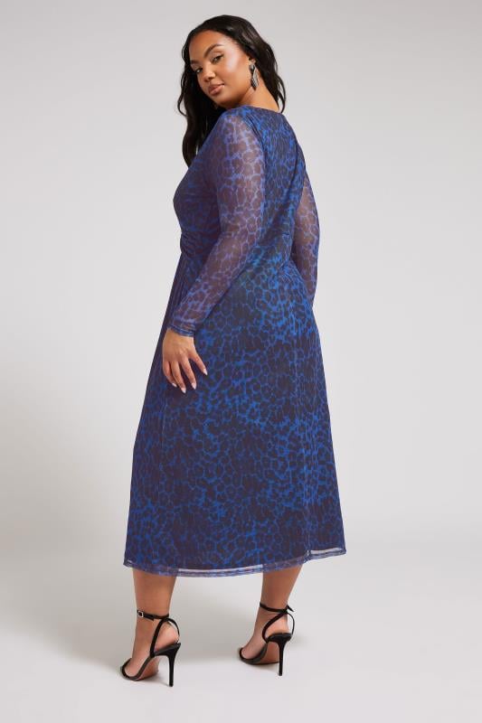 Evans YOURS LONDON Curve Blue Animal Print Twist Front Midaxi Dress