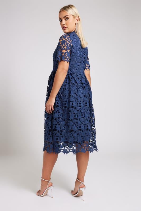 Evans YOURS LONDON Curve Blue Crochet Lace Midi Dress
