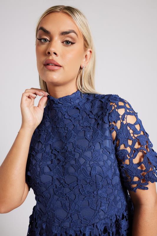 Evans YOURS LONDON Curve Blue Crochet Lace Midi Dress