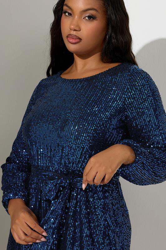 Evans YOURS LONDON Curve Blue Sequin Skater Midi Dress