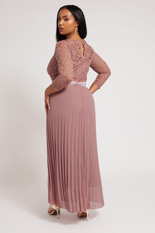 Evans YOURS LONDON Curve Blush Pink Lace Pleated Maxi Dress