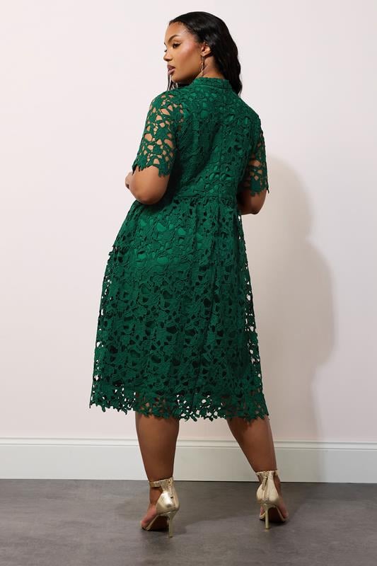 Evans YOURS LONDON Curve Emerald Green Lace Crochet Midi Dress