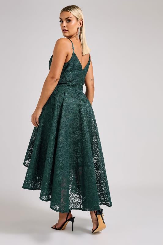 Evans YOURS LONDON Curve Emerald Green Lace Midi Prom Dress