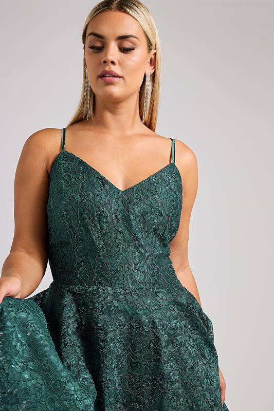 Evans YOURS LONDON Curve Emerald Green Lace Midi Prom Dress