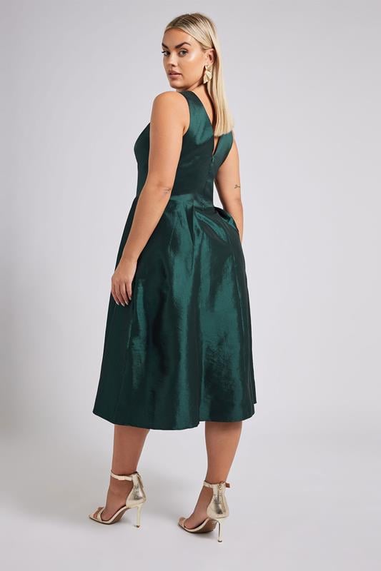 Evans YOURS LONDON Curve Emerald Green Pleated V-Neck Midi Dress
