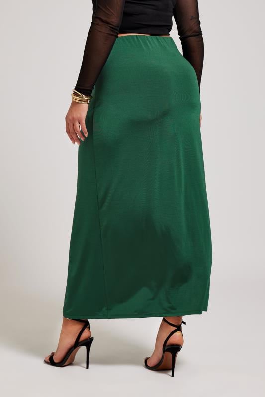 Evans YOURS LONDON Curve Emerald Green Slinky Maxi Skirt