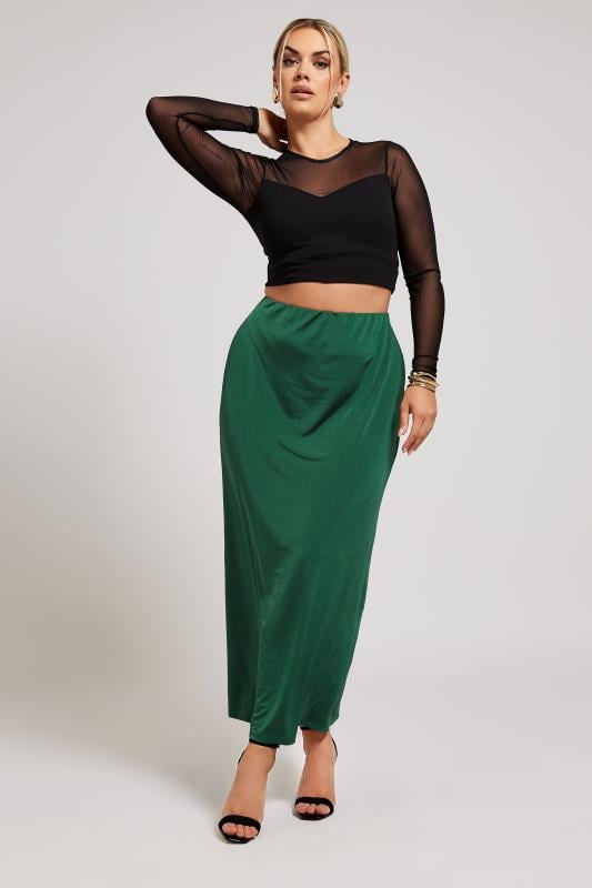 evans YOURS LONDON Curve Emerald Green Slinky Maxi Skirt