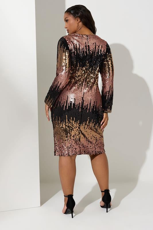 Evans YOURS LONDON Curve Gold Ombre Sequin Shift Dress