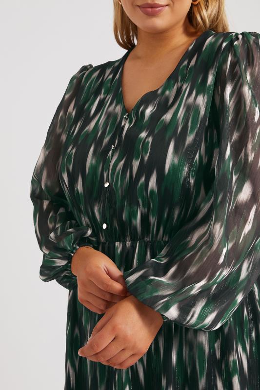 Evans YOURS LONDON Curve Green Abstract Print Midaxi Dress