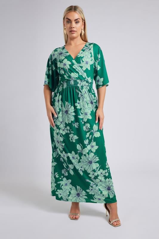 Evans YOURS LONDON Curve Green Floral Print Maxi Dress