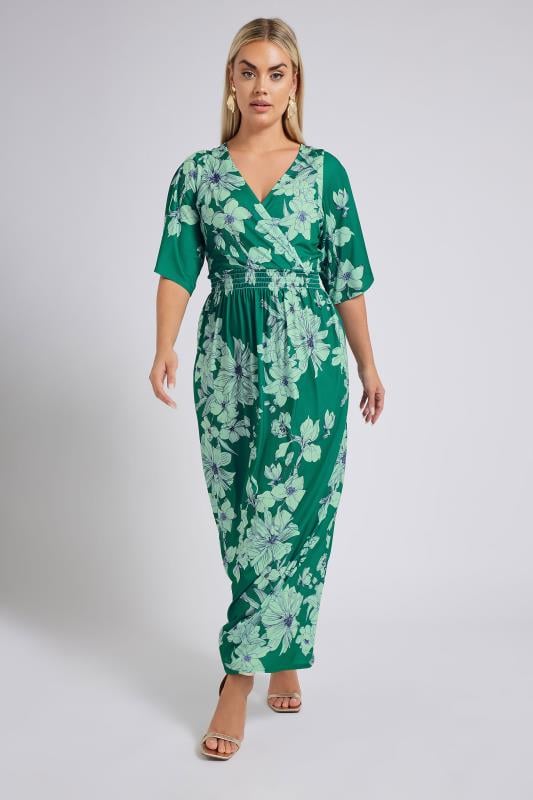 Evans YOURS LONDON Curve Green Floral Print Maxi Dress