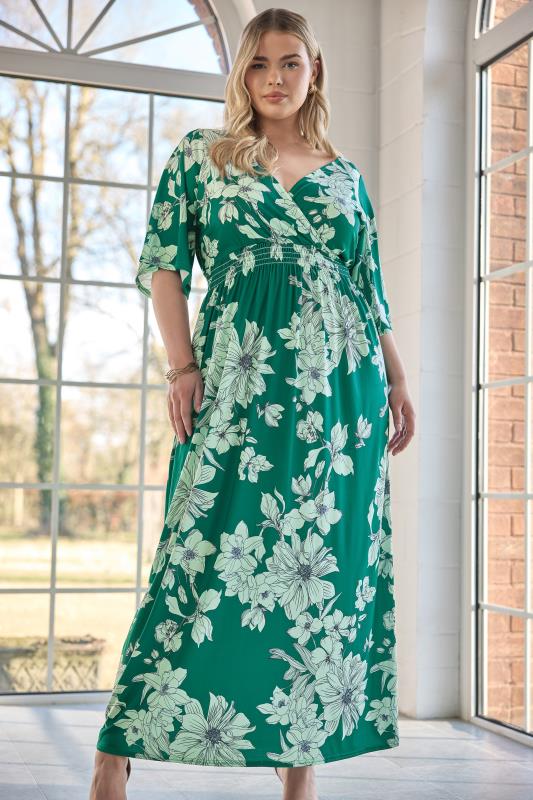 evans YOURS LONDON Curve Green Floral Print Maxi Dress