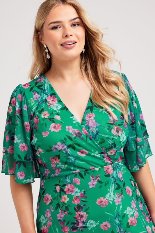 Evans YOURS LONDON Curve Green Floral Print Wrap Maxi Dress