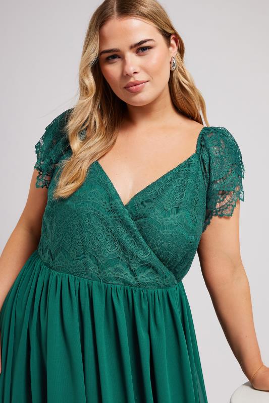 Evans YOURS LONDON Curve Green Lace Wrap Maxi Dress