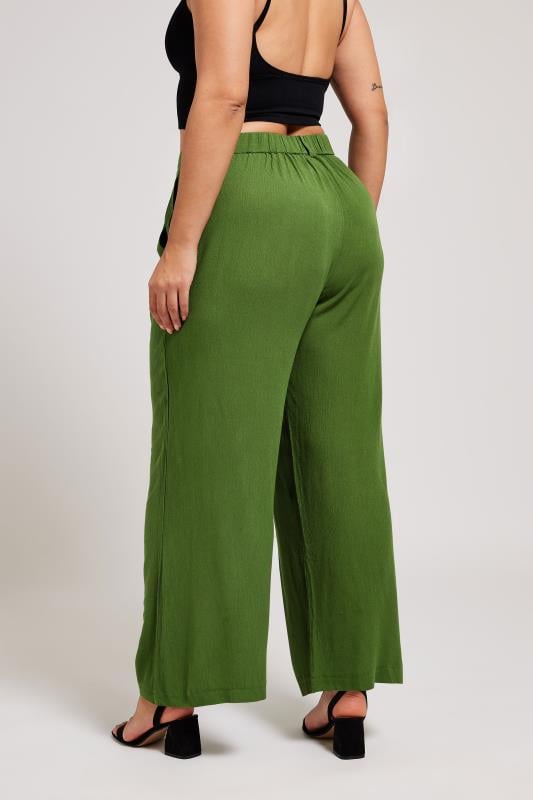 Evans YOURS LONDON Curve Green Pleat Front Wide Leg Trousers