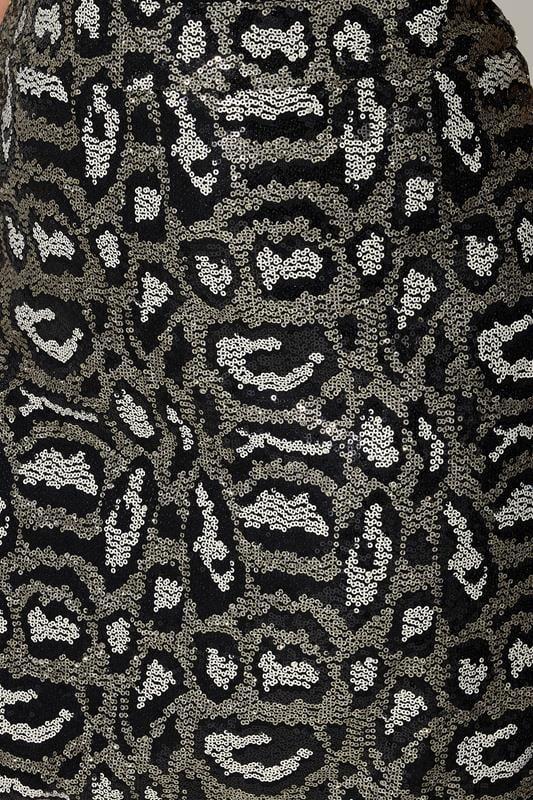 Evans YOURS LONDON Curve Grey Sequin Leopard Print Mini Skirt