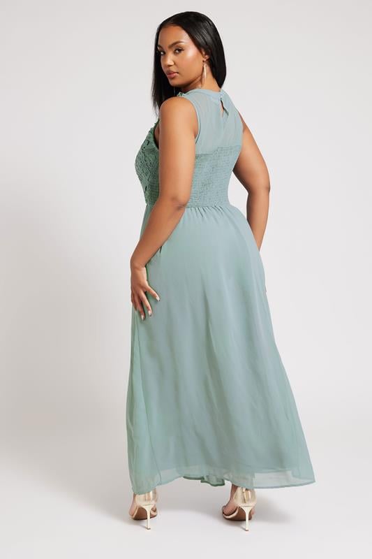 Evans YOURS LONDON Curve Ice Blue Lace Front Chiffon Maxi Dress