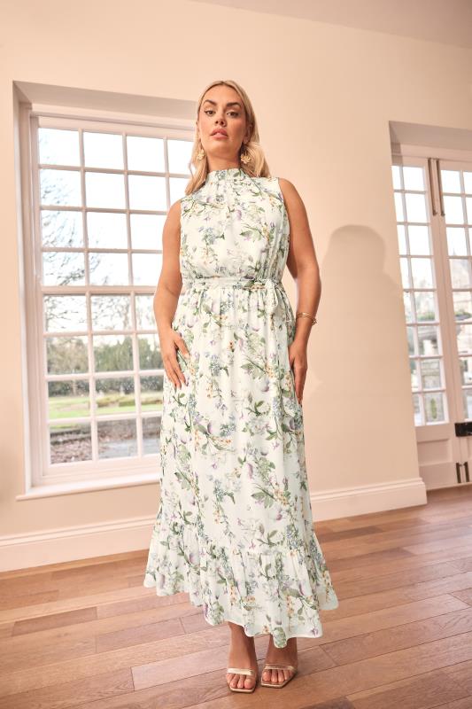 Evans YOURS LONDON Curve Ivory White Floral Tiered Maxi Dress