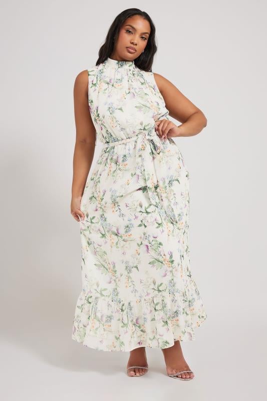evans YOURS LONDON Curve Ivory White Floral Tiered Maxi Dress