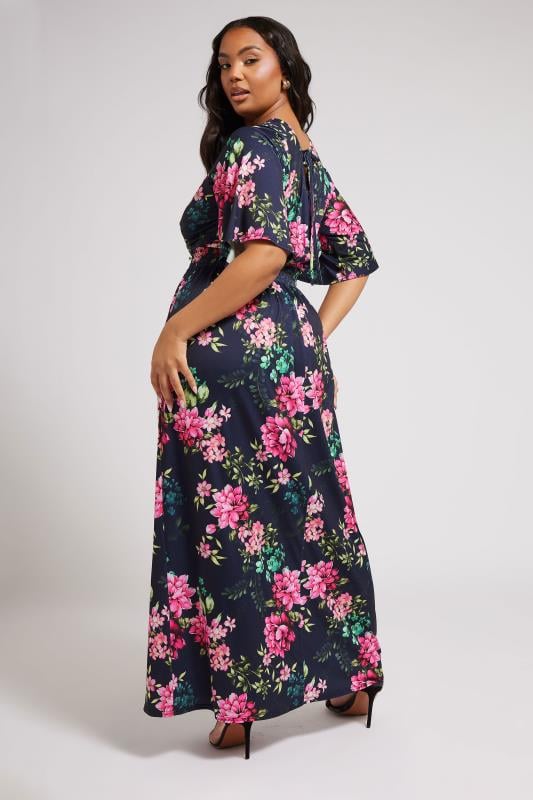 Evans YOURS LONDON Curve Navy Blue Floral Print Maxi Dress