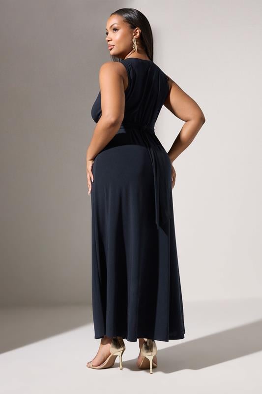 Evans YOURS LONDON Curve Navy Blue Knotted Front Maxi Dress