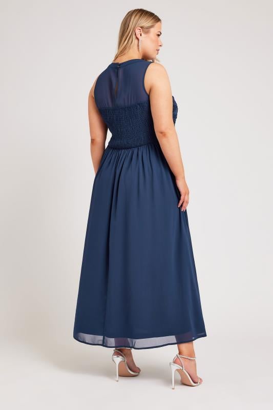 Evans YOURS LONDON Curve Navy Blue Lace Bodice Maxi Dress