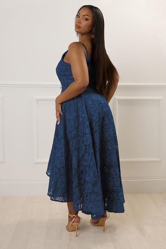 Evans YOURS LONDON Curve Navy Blue Lace Midi Prom Dress