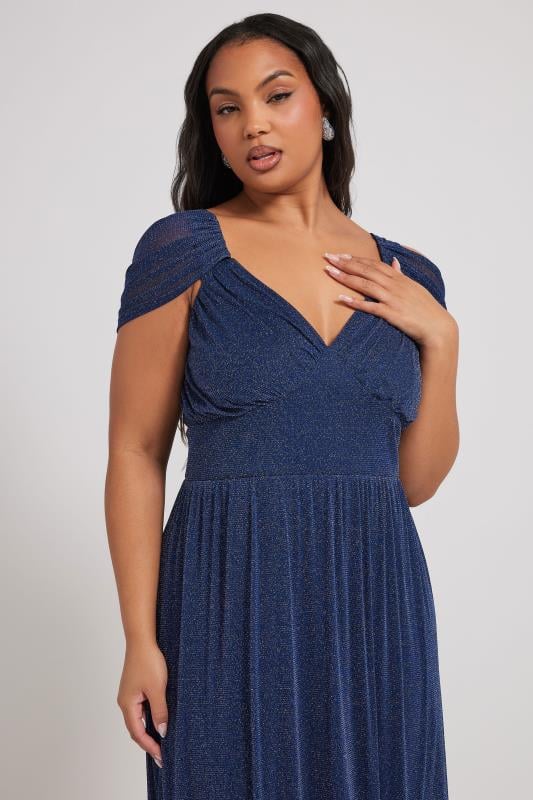 Evans YOURS LONDON Curve Navy Blue Metallic Midaxi Dress