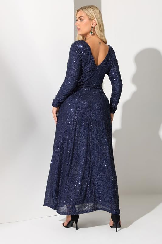 Evans YOURS LONDON Curve Navy Blue Sequin Maxi Dress