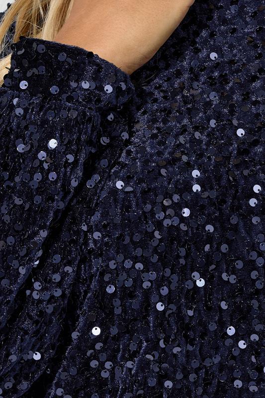 Evans YOURS LONDON Curve Navy Blue Sequin Velvet Shift Dress