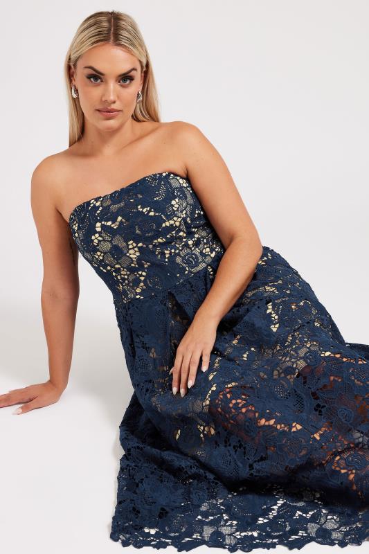 Evans YOURS LONDON Curve Navy Blue Sleeveless Premium Lace Maxi Dress