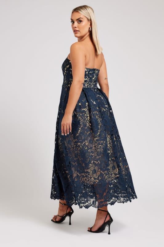 Evans YOURS LONDON Curve Navy Blue Sleeveless Premium Lace Maxi Dress