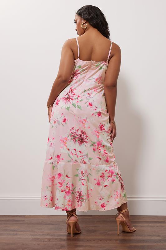 Evans YOURS LONDON Curve Pink Floral Print Ruffle Wrap Dress