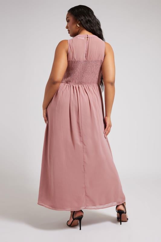 Evans YOURS LONDON Curve Pink Lace Detail Chiffon Maxi Dress