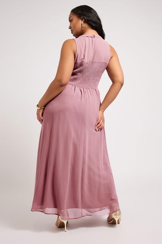 Evans YOURS LONDON Curve Pink Lace Front Chiffon Maxi Dress