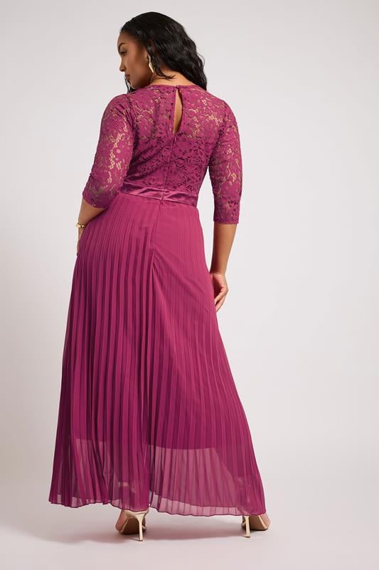 Evans YOURS LONDON Curve Pink Lace Wrap Pleated Maxi Dress